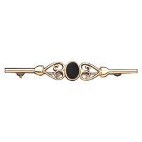 9ct Yellow Goldand Whitby Jet Heart Bar Brooch