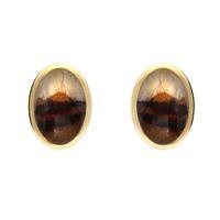 9ct Yellow Gold And Blue John Oval Studs