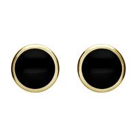 9ct Yellow Gold And Whitby Jet Round Stud Earrings