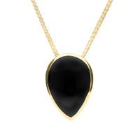 9ct Yellow Gold Whitby Jet Upside Down Pear Necklace