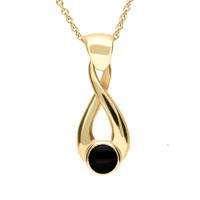 9ct Yellow Gold Whitby Jet Twisted Loop Necklace