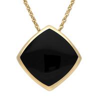 9ct Yellow Gold Whitby Jet Open Back Cushion Necklace