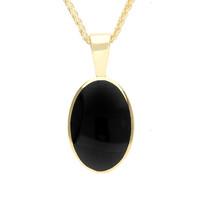 9ct Yellow Gold Whitby Jet Oval Necklace