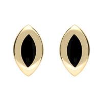 9ct Yellow Gold Whitby Jet Framed Marquise Stud Earrings