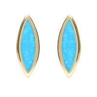 9ct Yellow Gold Turquoise Toscana Marquise Stud Earrings