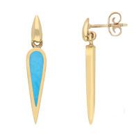 9ct Yellow Gold Turquoise Toscana Pear Shaped Drop Earrings