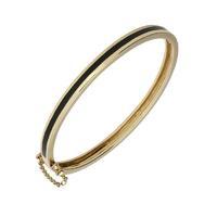 9ct Yellow Gold And Whitby Jet Channel Set Hinged Bangle