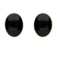 9ct Yellow Gold And Whitby Jet Medium Classic Oval Stud Earrings