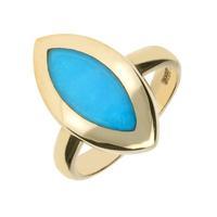 9ct Yellow Gold And Turquoise Framed Marquise Ring