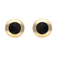 9ct Yellow Gold Whitby Jet Framed Round Stud Earrings