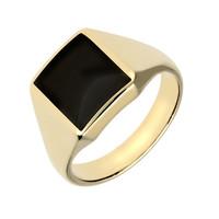 9ct Yellow Gold Whitby Jet Oblong Signet Ring