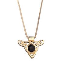 9ct Yellow Gold Whitby Jet Triangle Knot Celtic Necklace