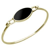 9ct Yellow Gold and Whitby Jet Light Contemporary Oval Bangle