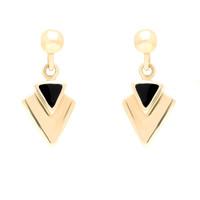9ct Yellow Gold and Whitby Jet Arrowhead Drop Earrings
