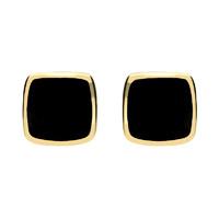 9ct Yellow Gold And Whitby Jet Dinky Cushion Stud Earrings