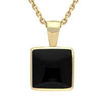 9ct Yellow Gold Whitby Jet Square Necklace