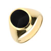 9ct Yellow Gold Whitby Jet Medium Oval Signet Ring
