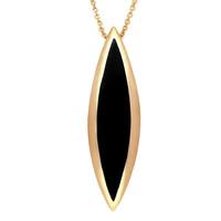 9ct Rose Gold Whitby Jet Toscana Long Marquise Necklace