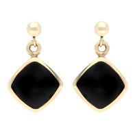 9ct Yellow Gold And Whitby Jet Dinky Drop Earrings