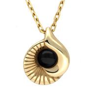 9ct Yellow Gold And Whitby Jet Seashell Necklace