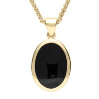 9ct Yellow Gold Whitby Jet Oval Frame Necklace