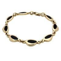 9ct Yellow Gold and Whitby Jet Freeform Pebble Bracelet