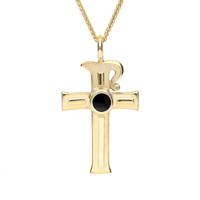 9ct Yellow Gold And Whitby Jet Celtic Cross Necklace