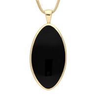 9ct Yellow Gold And Whitby Jet Pointed Oval Necklace