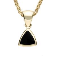 9ct Yellow Gold And Whitby Jet Small Curved Triangle Necklace