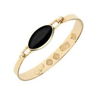 9ct Yellow Gold And Whitby Jet Medium Oval Bangle