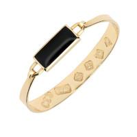 9ct Yellow Gold And Whitby Jet Oblong Bangle