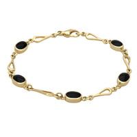 9ct Yellow Gold and Whitby Jet Spoon Linked Bracelet