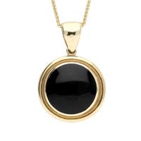 9ct Yellow Gold And Whitby Jet Framed Round Necklace
