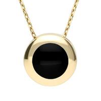 9ct Yellow Gold And Whitby Jet Modern Framed Round Necklace