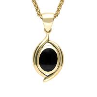 9ct Yellow Gold And Whitby Jet Small Oval Necklace
