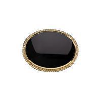9ct Yellow Gold and Whitby Jet Oval Rope Edge Brooch