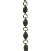 9ct Yellow Gold Blue John Oval Link Bracelet