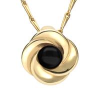 9ct Yellow Gold Whitby Jet Stone Windmill Necklace