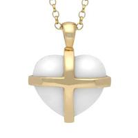 9ct Yellow Gold Bauxite Medium Cross Heart Necklace
