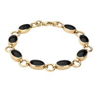 9ct Yellow Gold And Whitby Jet Eight Stone Round Ring Bracelet