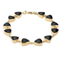 9ct Yellow Gold And Whitby Jet Curved Triangle Bracelet