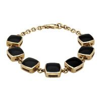 9ct Yellow Gold and Whitby Jet Cushion Square Bracelet