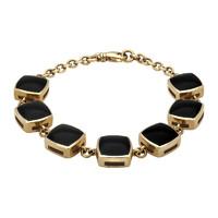 9ct yellow gold and whitby jet cushion square bracelet