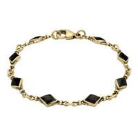 9ct Yellow Gold And Whitby Jet Diamond Shaped Bracelet