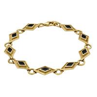 9ct Yellow Gold and Whitby Jet Eight Stone Kite Framed Bracelet