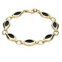 9ct Yellow Gold And Whitby Jet Freeform Bracelet