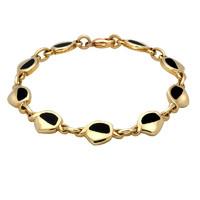 9ct Yellow Gold and Whitby Jet Freeform Pentagon Bracelet