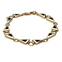 9ct Yellow Gold and Whitby Jet Freeform Triangle Bracelet
