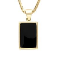 9ct Yellow Gold Whitby Jet Classic Rectangle Necklace