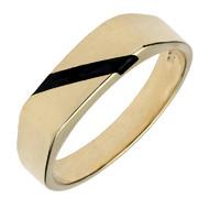 9ct Yellow Gold Whitby Jet One Stone Slither Signet Ring